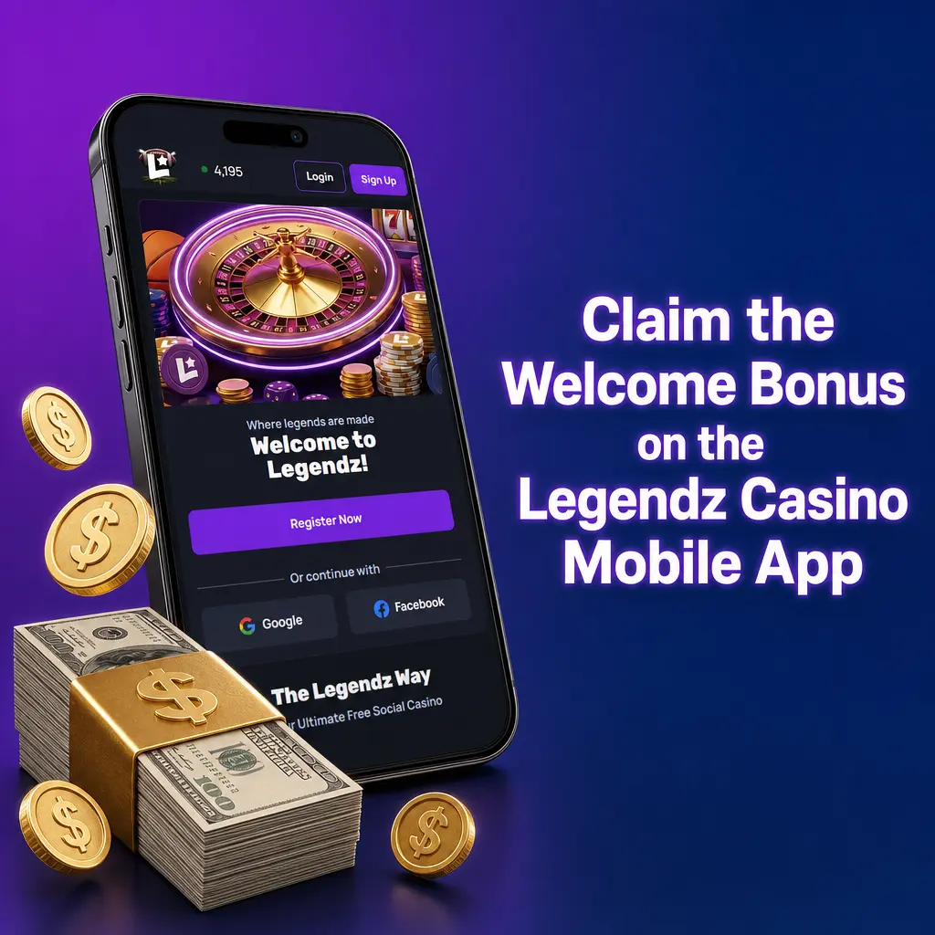 Legendz Casino mobile app on a smartphone