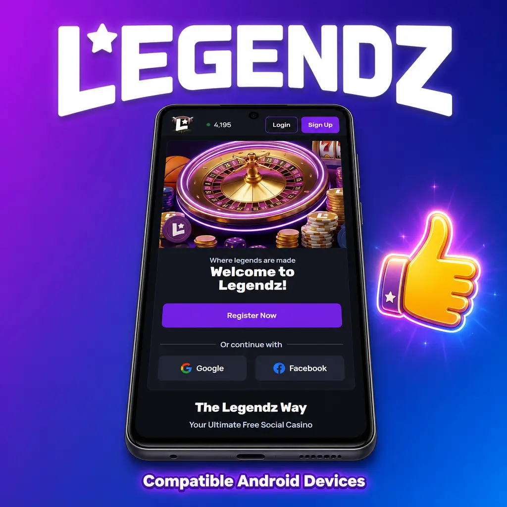 Android phone running the Legendz Casino app