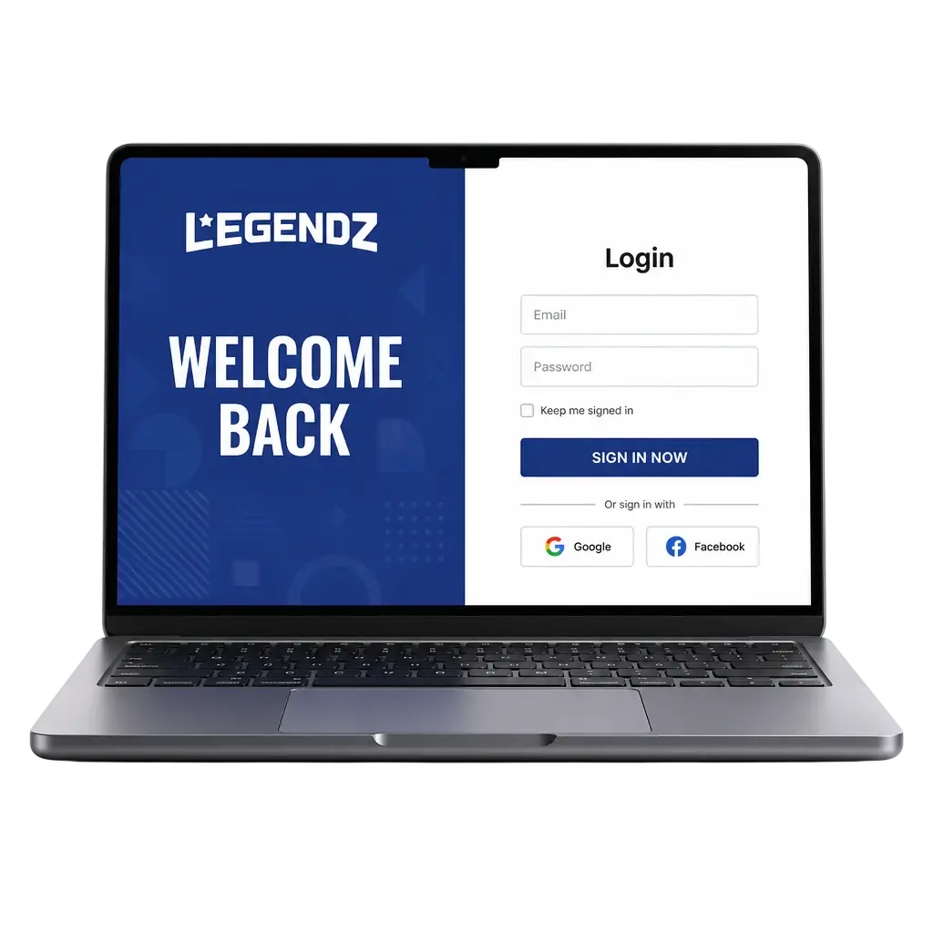 Legendz Casino login screen on desktop and mobile