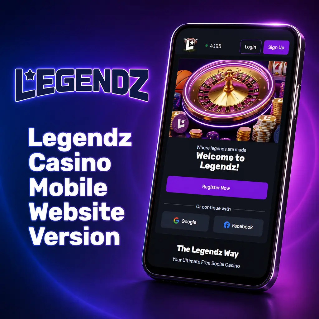Legendz Casino mobile website displayed on a smartphone