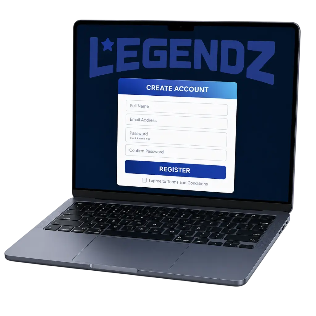 Legendz Casino registration screen on desktop and mobile