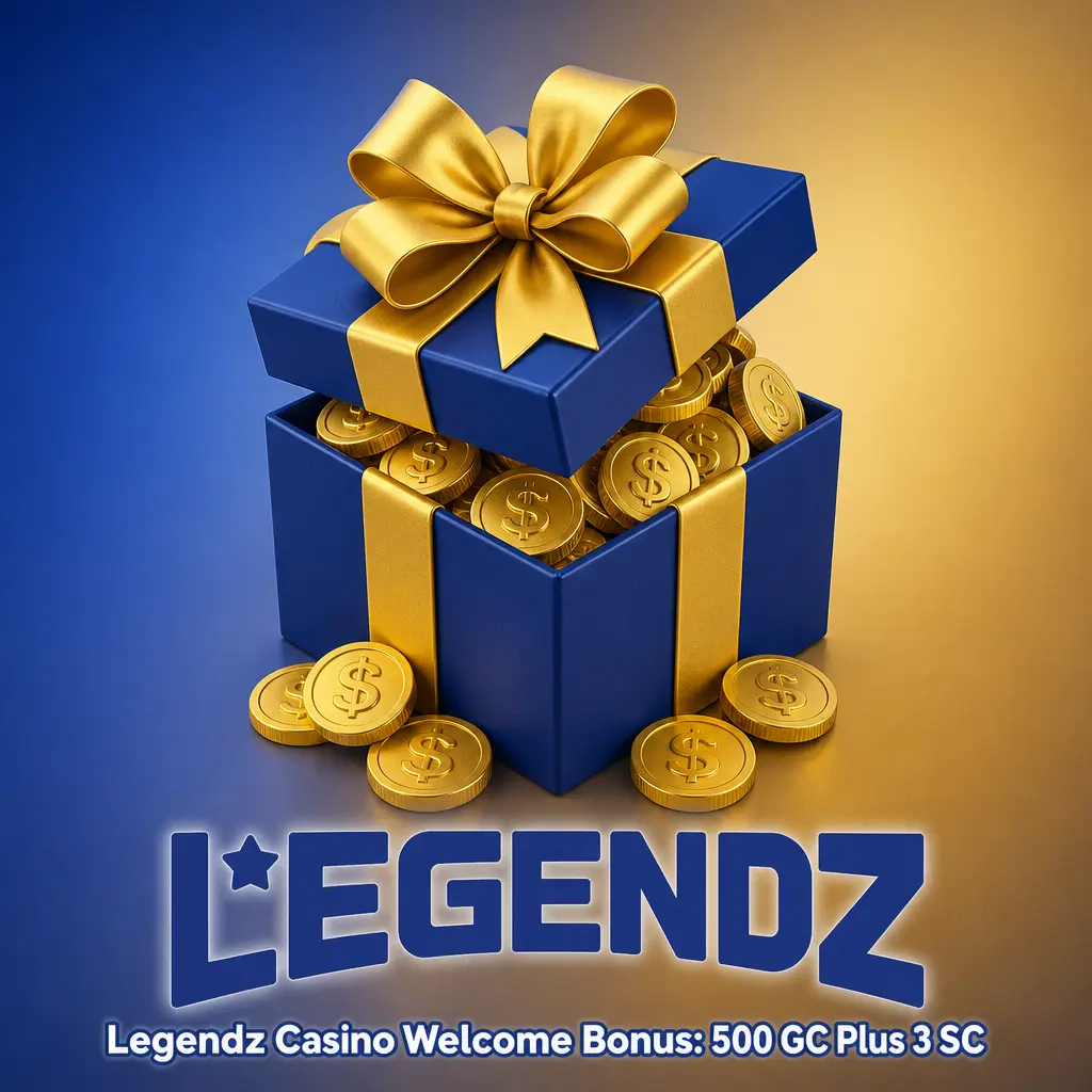 Legendz Casino welcome bonus offer of 500 Gold Coins and 3 Sweeps Coins